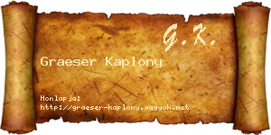 Graeser Kaplony névjegykártya